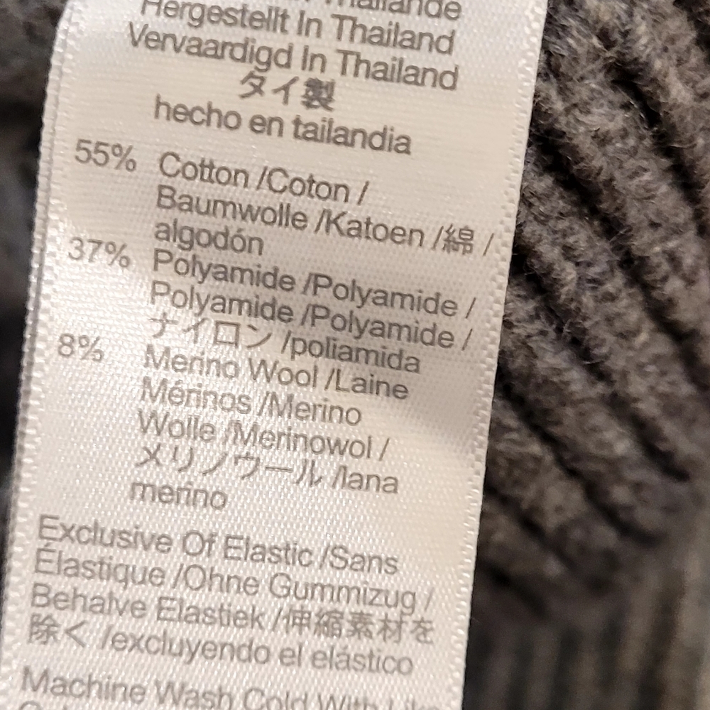MADEWELL Wool Blend Gray Waffle-Knit Henley Sweater - Picture 3 of 3